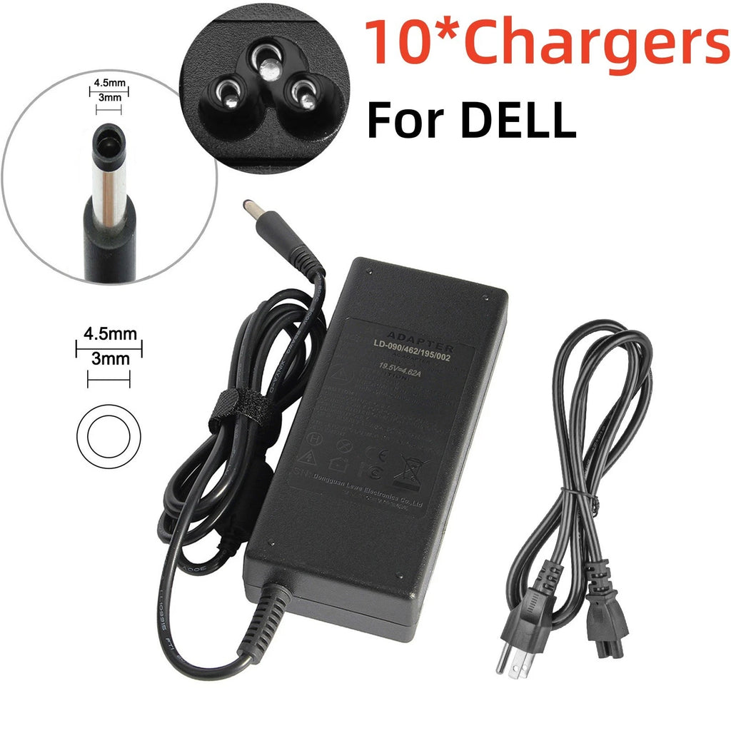 10Charger 90W 19.5V 4.62A AC Adapter For Dell Inspiron Latitude Laptop 4.5*3.0mm