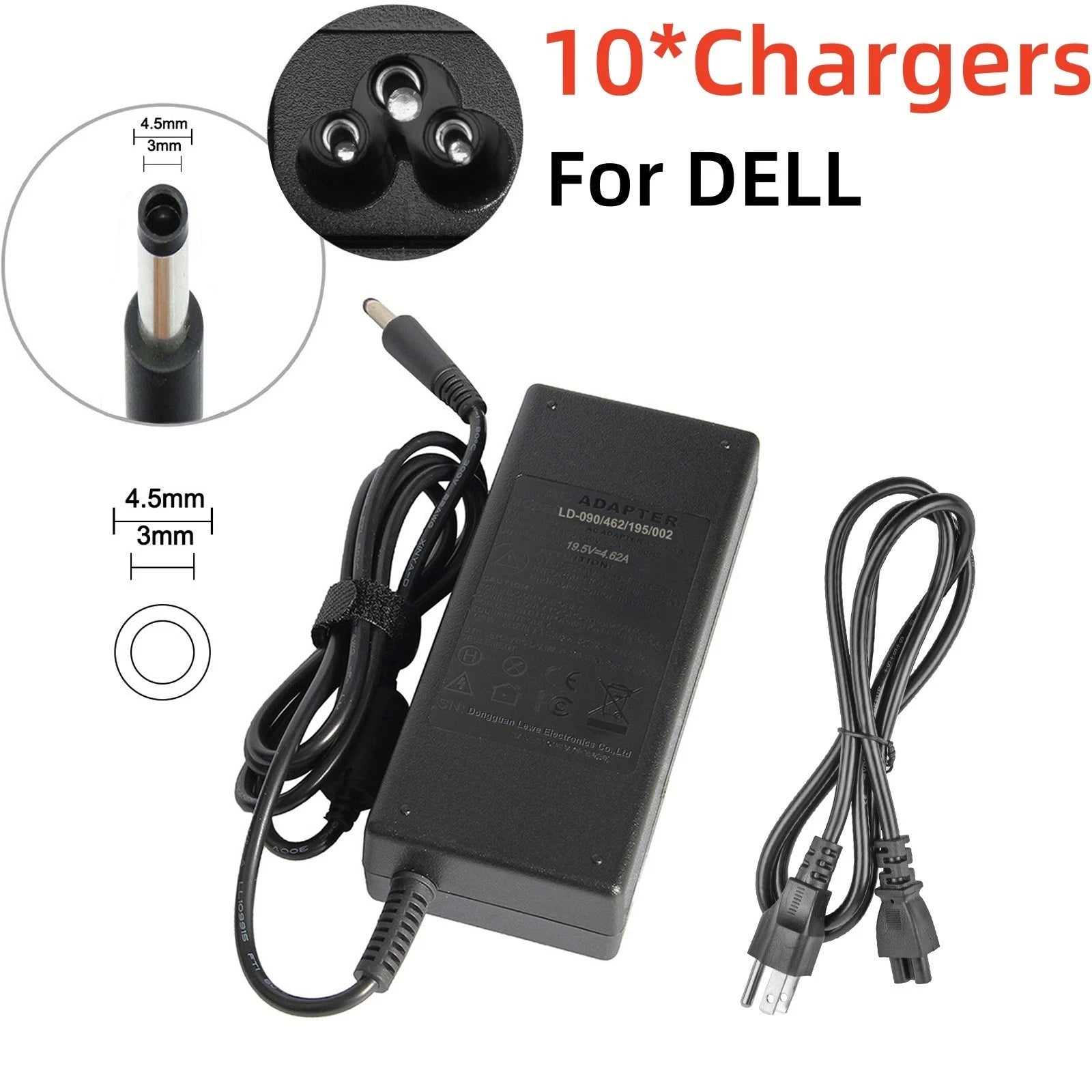 10Charger 90W 19.5V 4.62A AC Adapter For Dell Inspiron Latitude Laptop 4.5*3.0mm