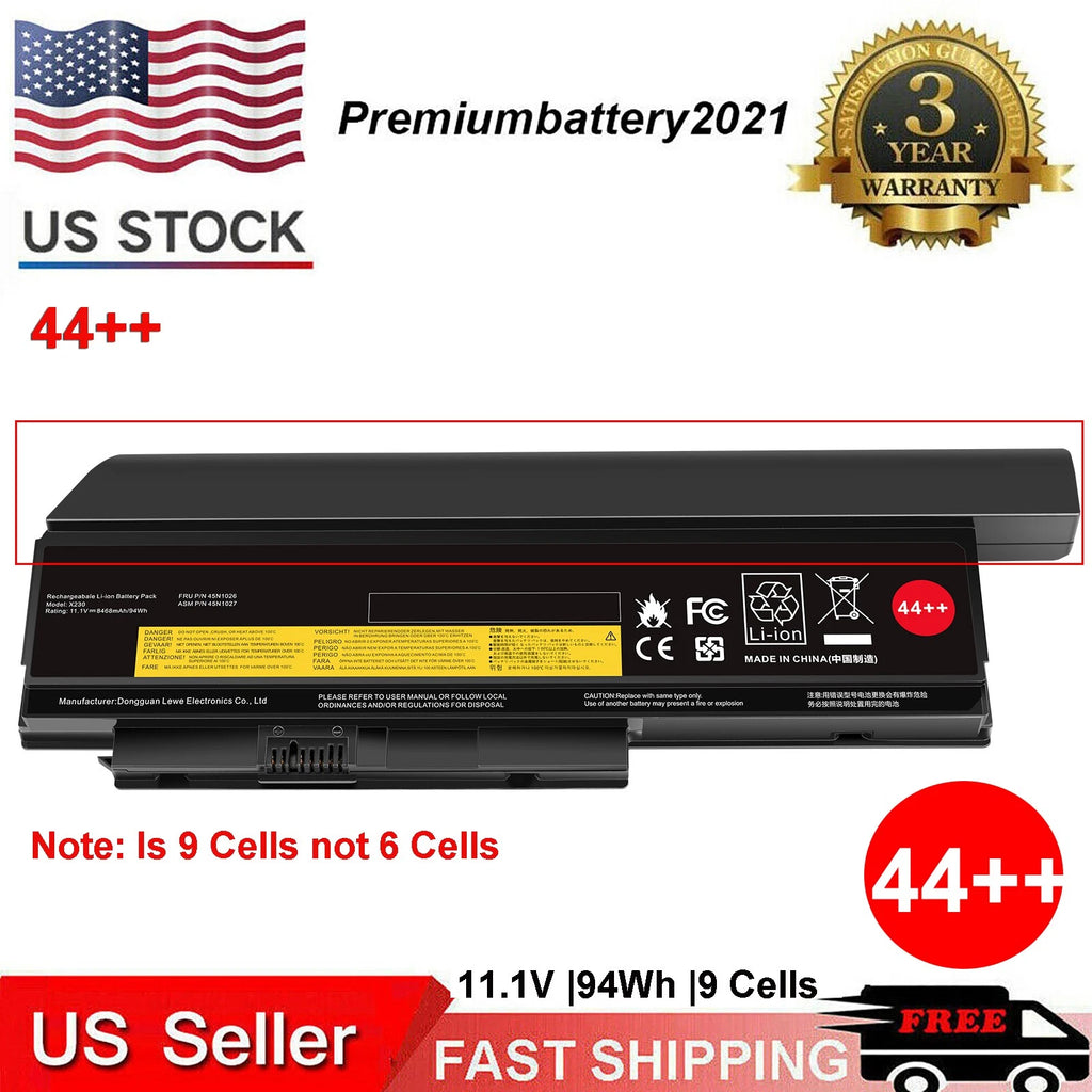 44++ 9 Cells X230 Battery For ThinkPad X220 X220i X230i 0A36281 0A36282 0A36283