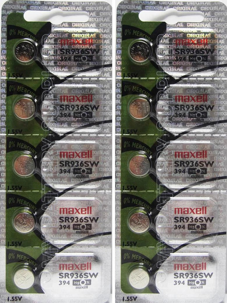 10 Maxell 394 - SR936SW Button Cell Batteries