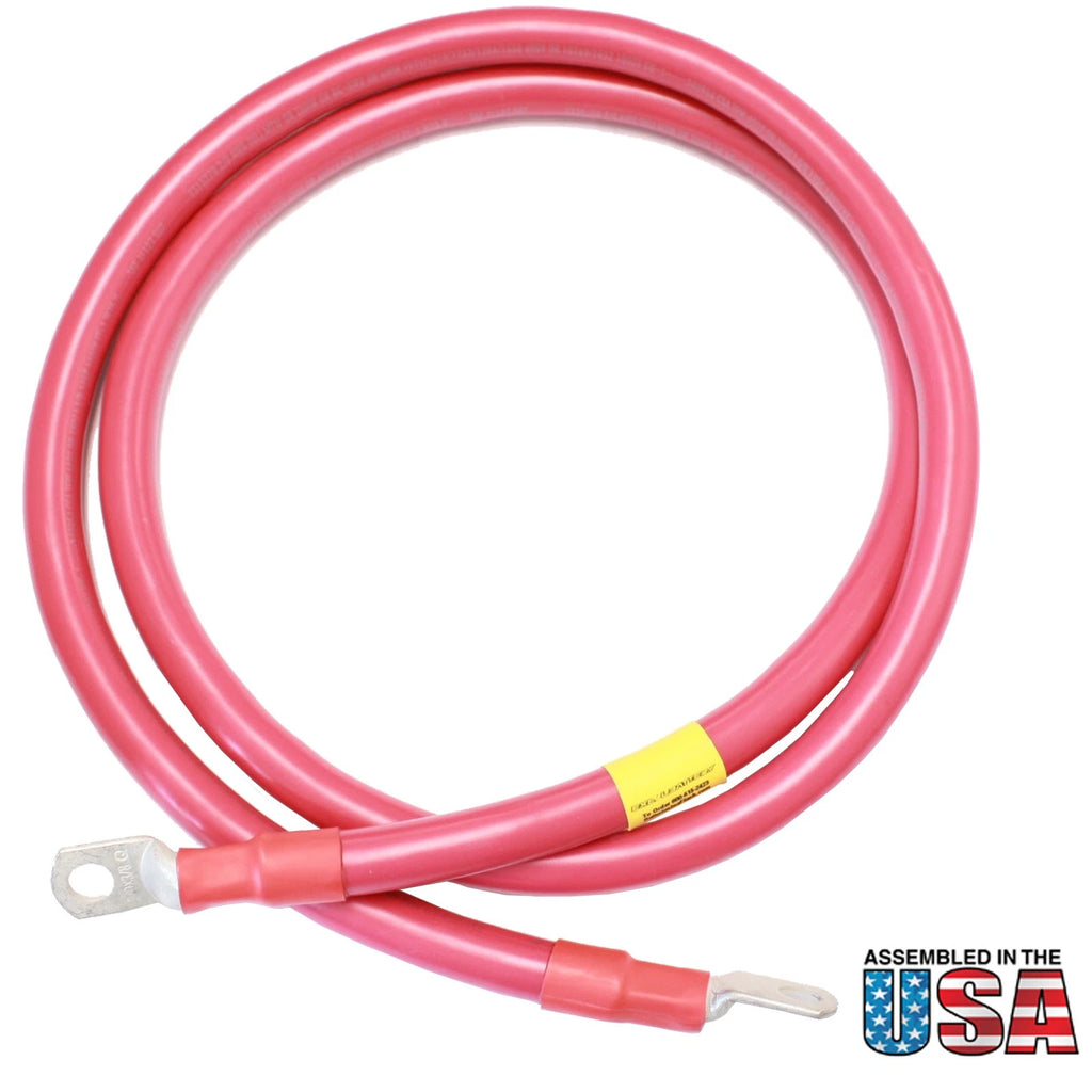 2/0 Red Battery Interconnect Cable 5 Ft with 3/8" Lugs ASSEMBLED IN USA
