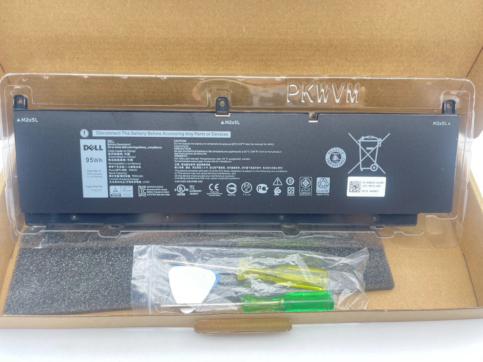 Genuine 95WH PKWVM Battery for Dell Precision 7550 7560 7750 7760 0CR72X OEM