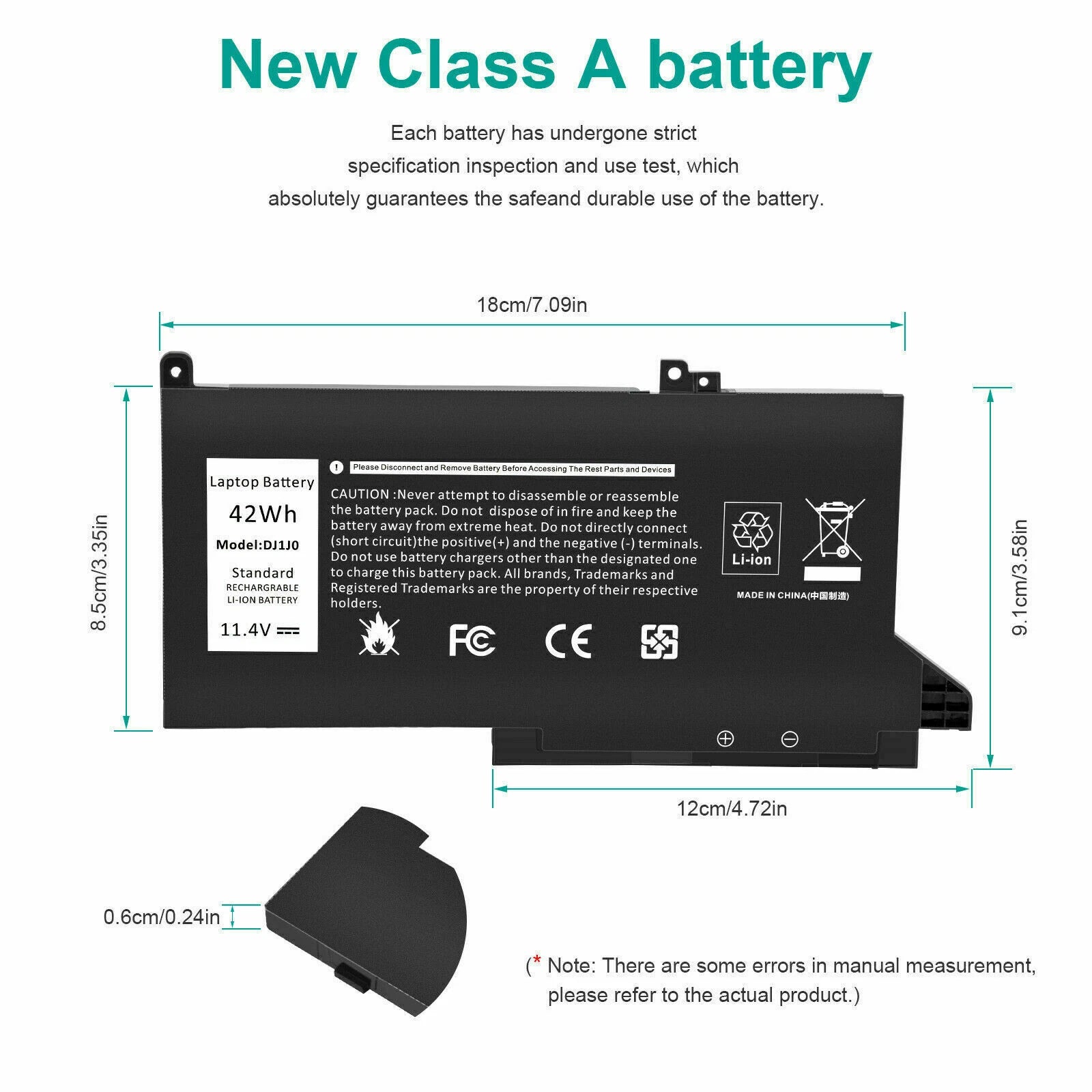 DJ1J0 Battery for Dell Latitude 12 7280 7290 13 7380 7390 14 7480 7490 42Wh NEW