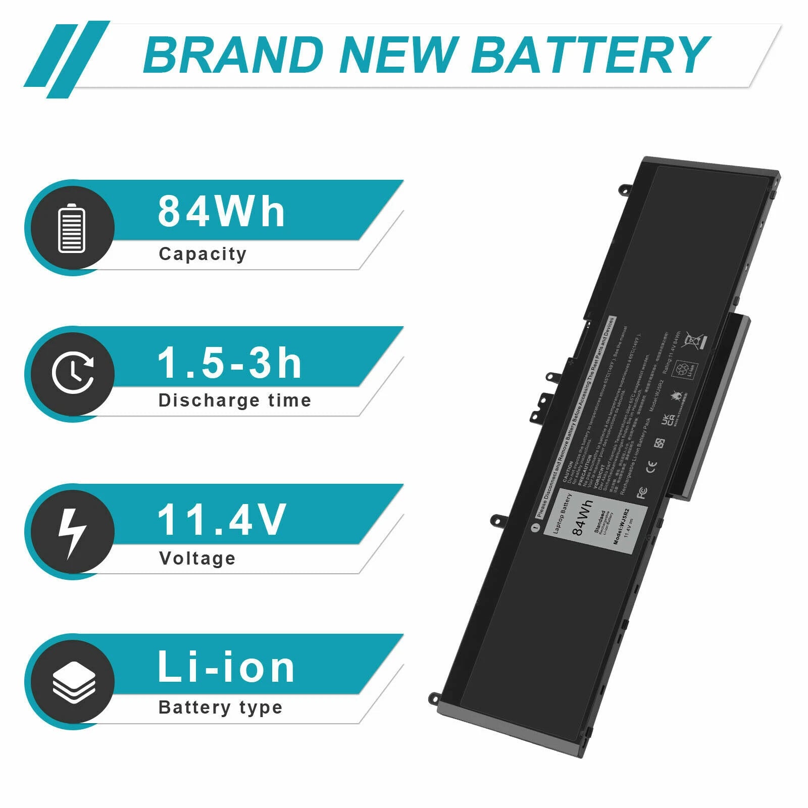 WJ5R2 84Wh Battery for Dell Latitude 5570 E5570 Precision 3510 4F5YV G9G1H 84Wh