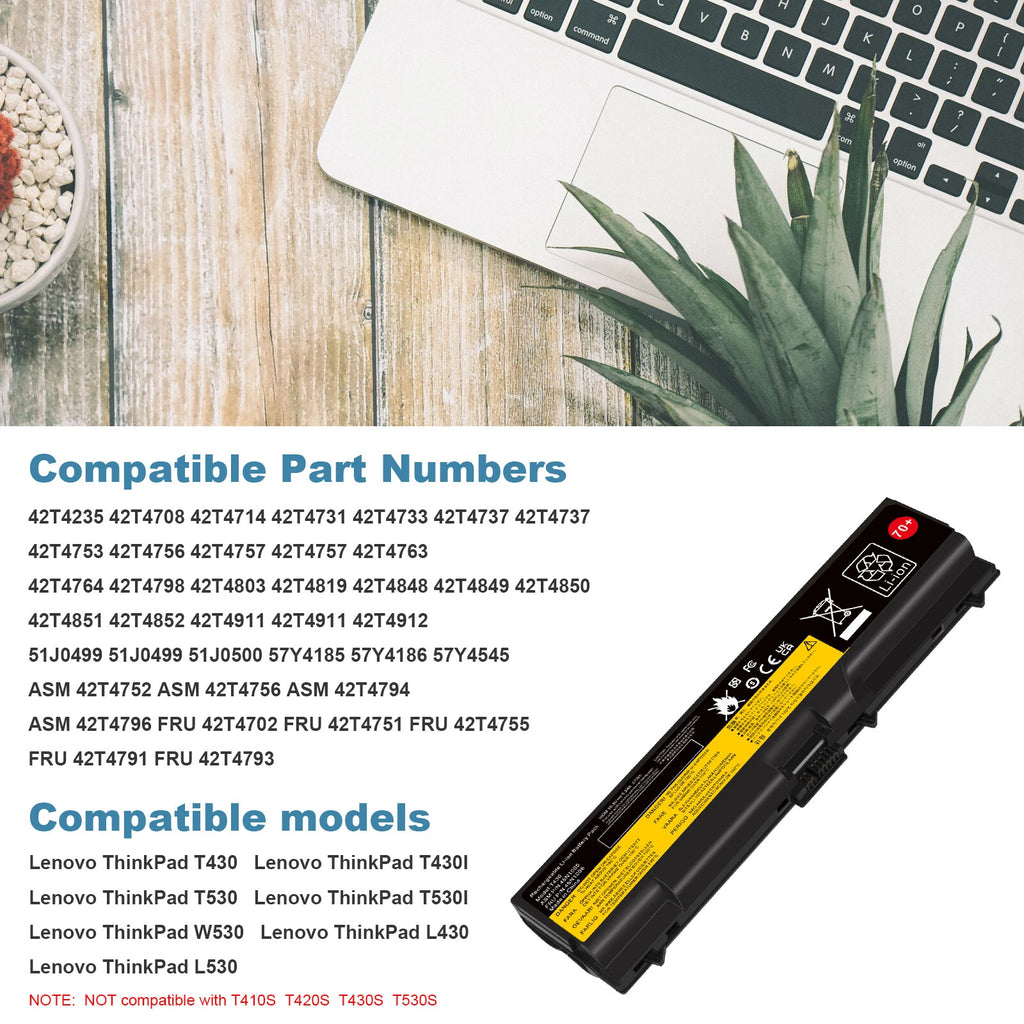 T430 45N1005 Battery for Lenovo ThinkPad 70+ T430 T530 W530 L530 W520 57Wh 70+