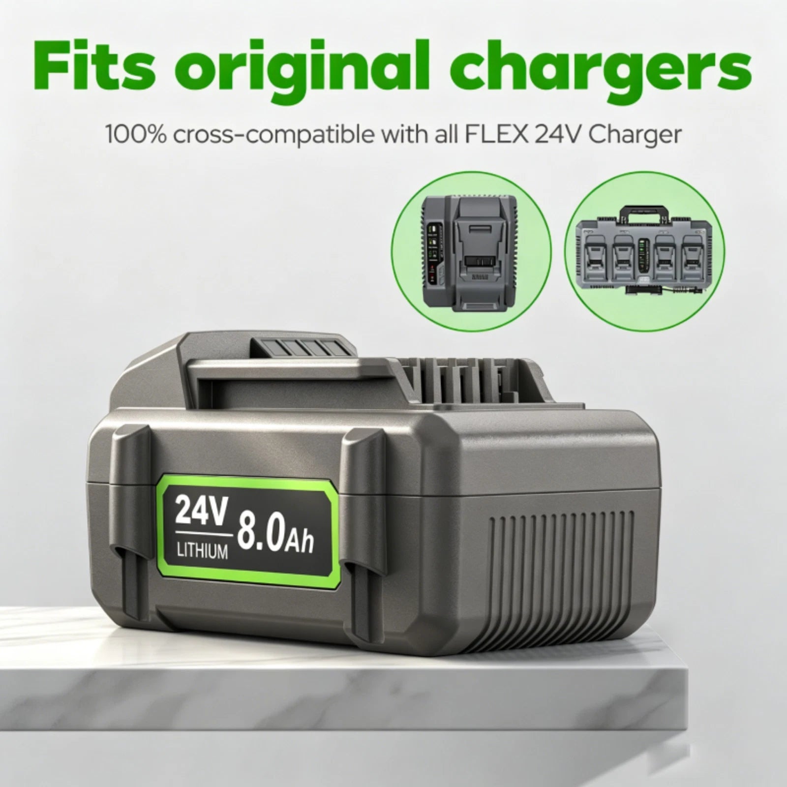 1-2X 24V 8.0Ah Replacement Battery For Flex 24 Volt Cordless Tool FX0221-1 US
