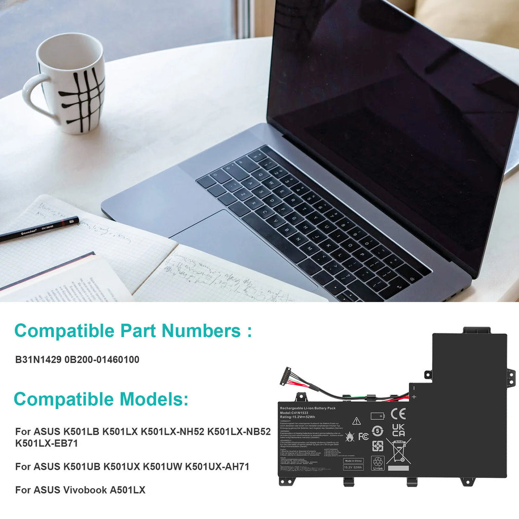 C41N1533 Replacement Battery for Asus Q524U Q534U Q534UX ZenBook Flip UX560UQ US