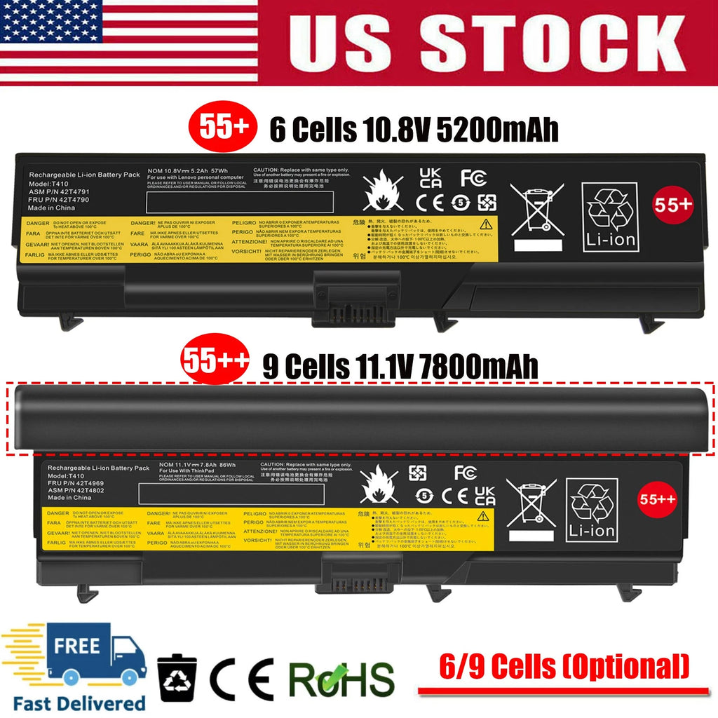 55+/55++ Battery for Lenovo Thinkpad T410 T510 T420 T520 SL410 SL510 W510 W520