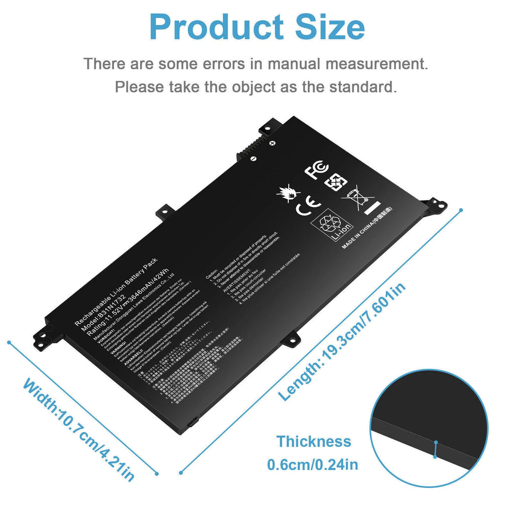B31N1732 Battery for Asus Vivobook S14 S430FA X430UN X430FN S430UF B31BI9H 42Wh