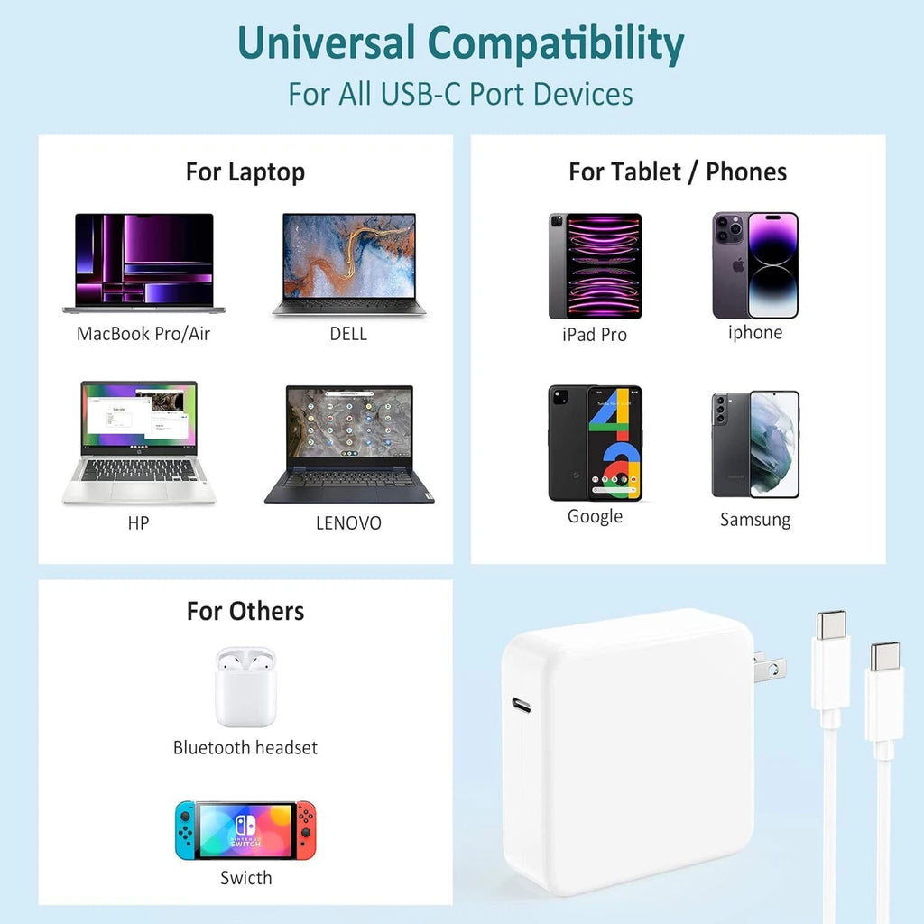 61W USB-C Power Adapter Charger for Apple MacBook Pro/Air 13 Inch A1708 Type-C