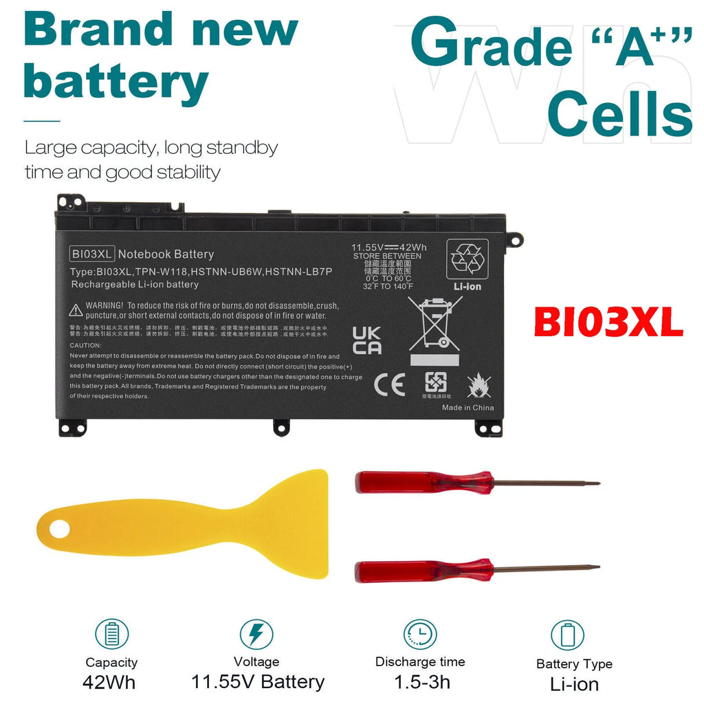 Replace BI03XL Battery For HP Pavilion X360 ON03XL 14-ax000 13-u000 m3-u000 42Wh