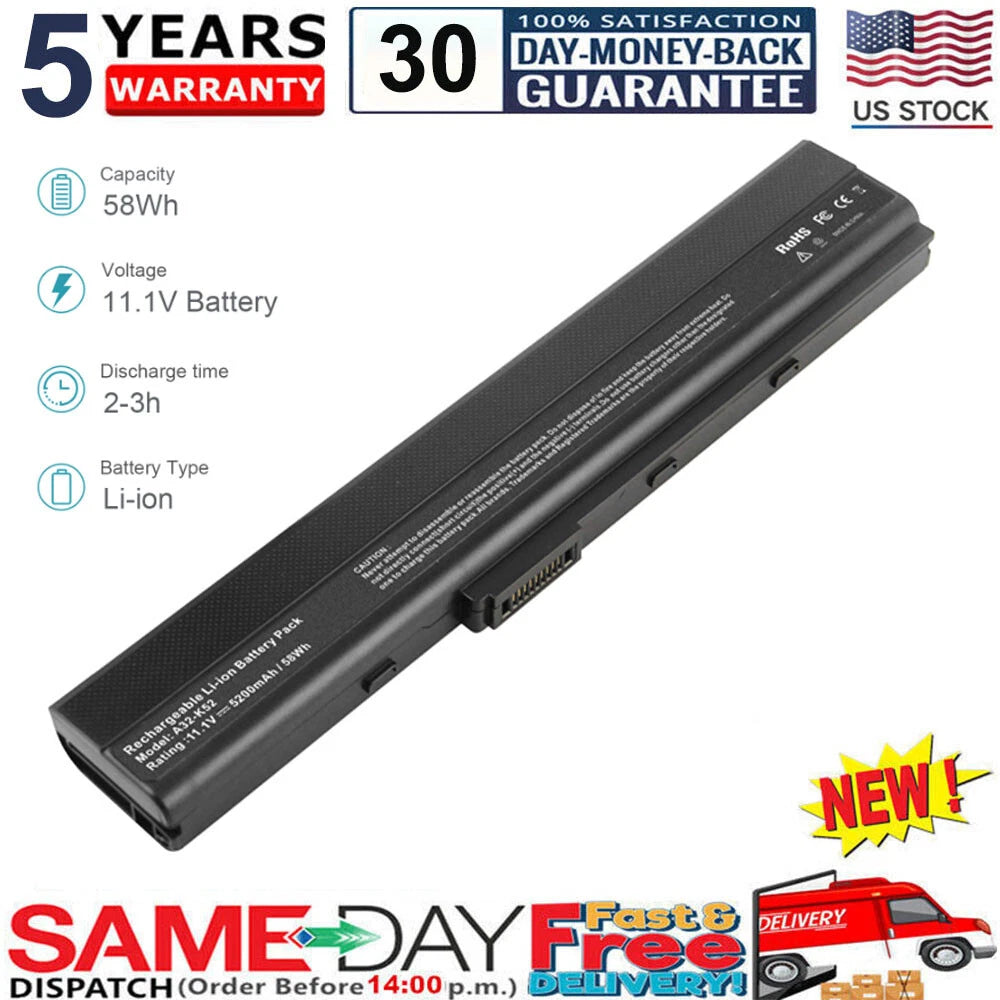 6 Cell Battery for ASUS A32-K52 A41-K52 A42-K52 A31-K52 A52F A52J K52F K52J X52F