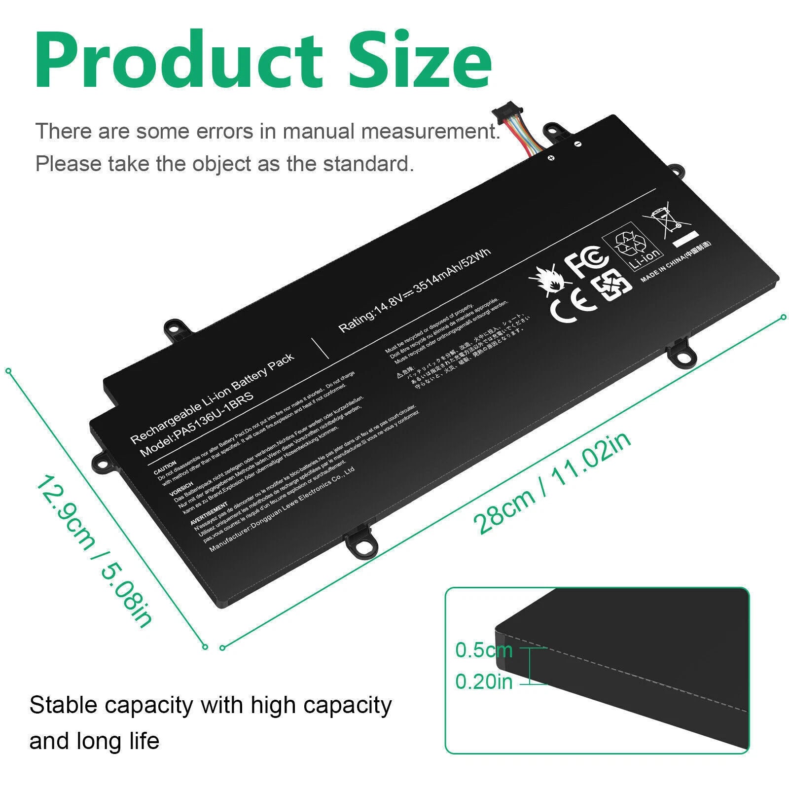 PA5136U-1BRS 14.8V 52Wh Battery for Toshiba Portege Z30 Z30-A Z30-A1301 Z30-B
