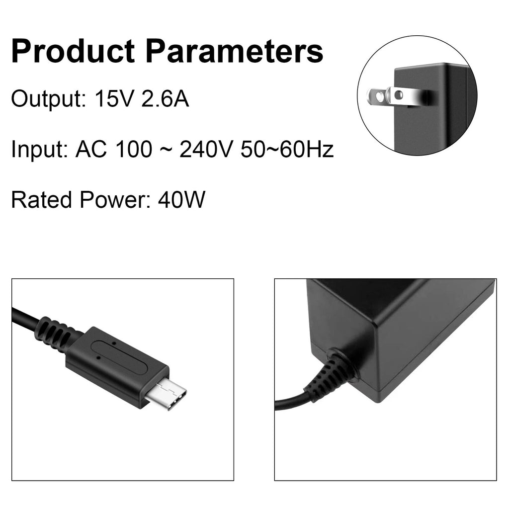 For Nintendo Switch LITE / OLED TV Dock Mode Fast Charger AC Adapter 15V Type C