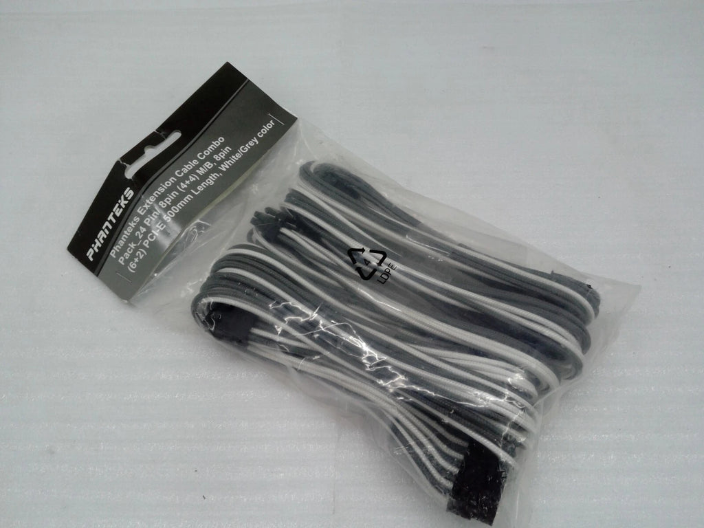 NEW 886523500759 PH-CB-CMBO_WG Phanteks Extension Cables Combo White/Gray color