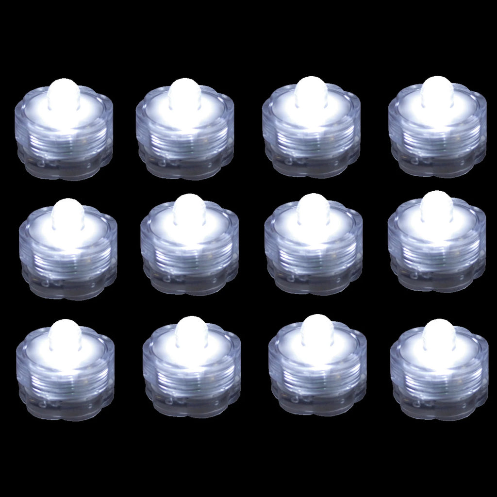 12 Pack~White~Submersible Waterproof Underwater Battery LED Tea Light~Wedding