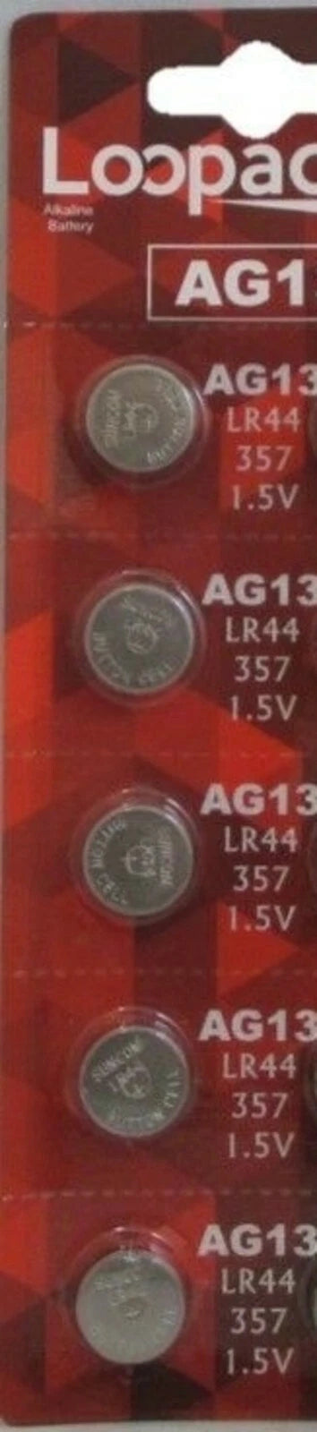 LR44 BATTERY (5 piece) LR44 357 A76 L1154 AG13 357 Alkaline Loopacell Battery