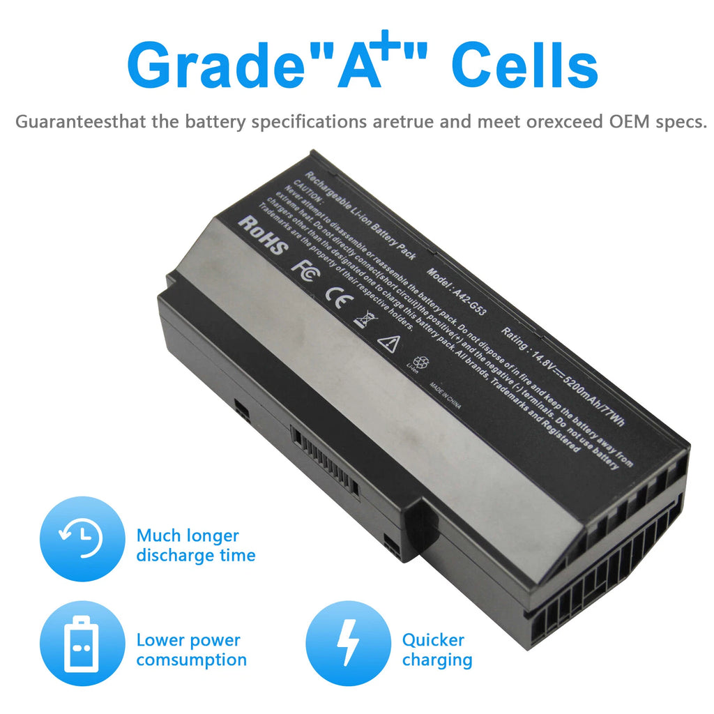 G73 Laptop Battery For ASUS G73JH G73JW G73j G73SW G53 G53S A42-G73 G73-52 77Wh