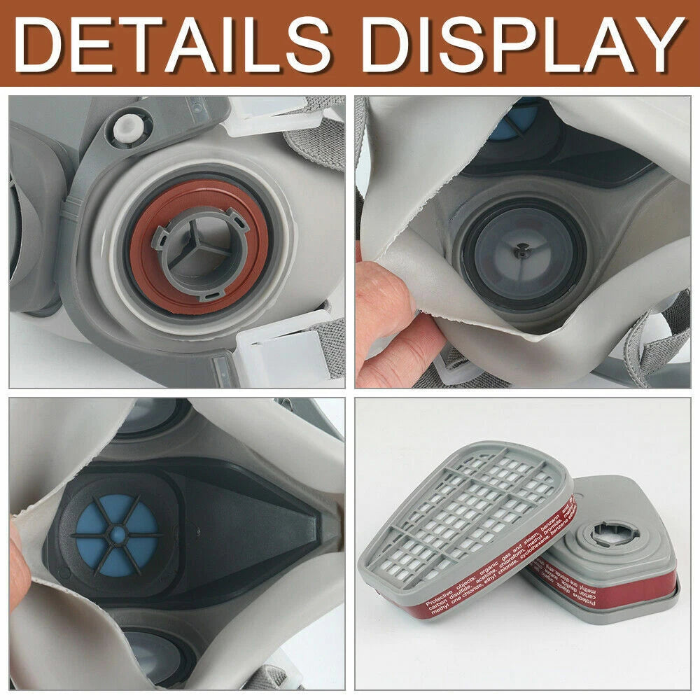 7 in1 Half Face Gas Mask Facepiece Spray Painting 6200 Respirator Safety Protect