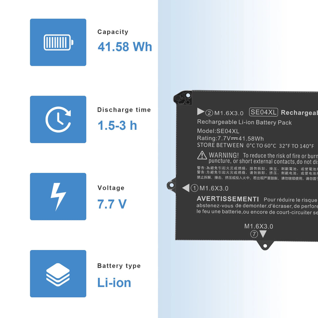 41.58Wh SE04XL Battery for HP Pro Tablet x2 612 G2 HSTNN-DB7Q 860708-855