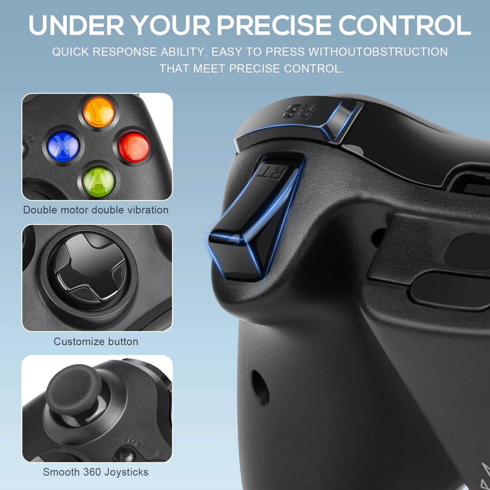 Wireless Game Controller Gamepad For Microsoft Xbox 360/360Slim PC WIN 10 7 8 XP