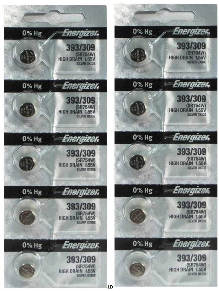 ENERGIZER 393/309 SR754W(5 piece) WATCH BATTERIES NEW SEALED Authorize Seller