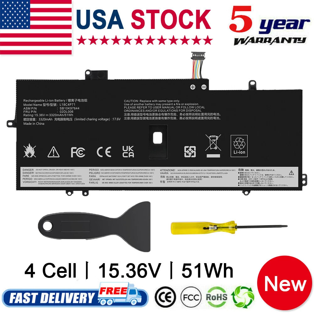 L18C4P71 L18L4P71 L18M4P72 Battery For Lenovo ThinkPad X1 Carbon 7th Gen 51Wh US