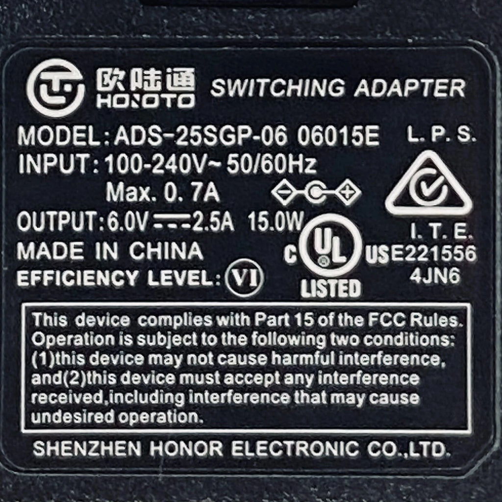 New Original Hoioto ADS-25SGP-06 06015E Switching Power Adapter 6V 2.5A 15W OEM