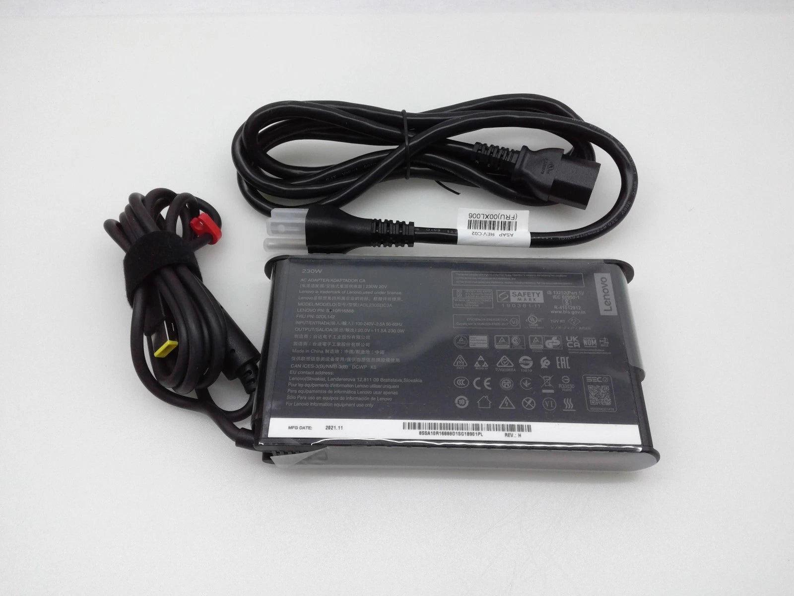 New OEM Lenovo 230W 20V 11.5A AC Power Adapter Charger Yellow Slim Square Tip