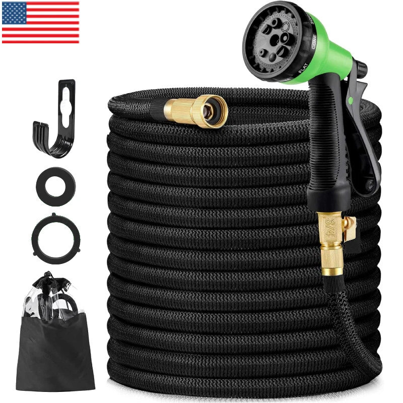 Expandale Garden Hose (100ft) - Flexible Water Hose with 8 Spray Nozzle Car Wash