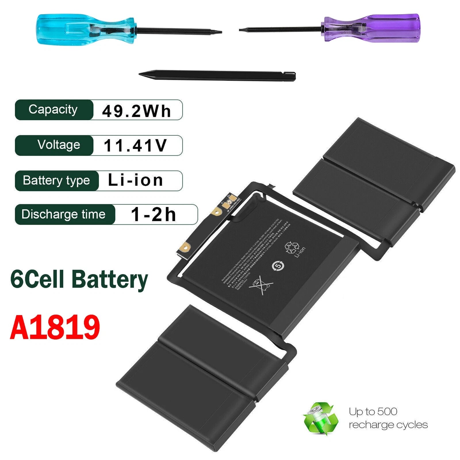 BATTERY A1819 FOR MACBOOK PRO 13" A1706 LATER 2016 MID 2017 EMC 3071 3163 49.2WH