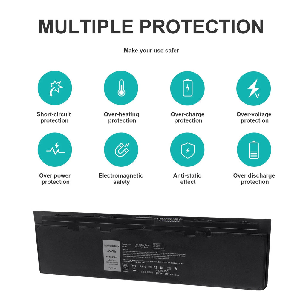 E7240 Battery for Dell Latitude E7250 VFV59 F3G33 451-BBFW 451-BBFX WD52H 45Wh