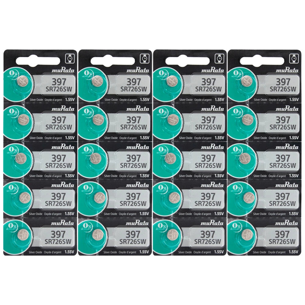 20 Pcs SR726SW Murata Replaces Sony Mercury Free Silver Oxide Watch Batteries