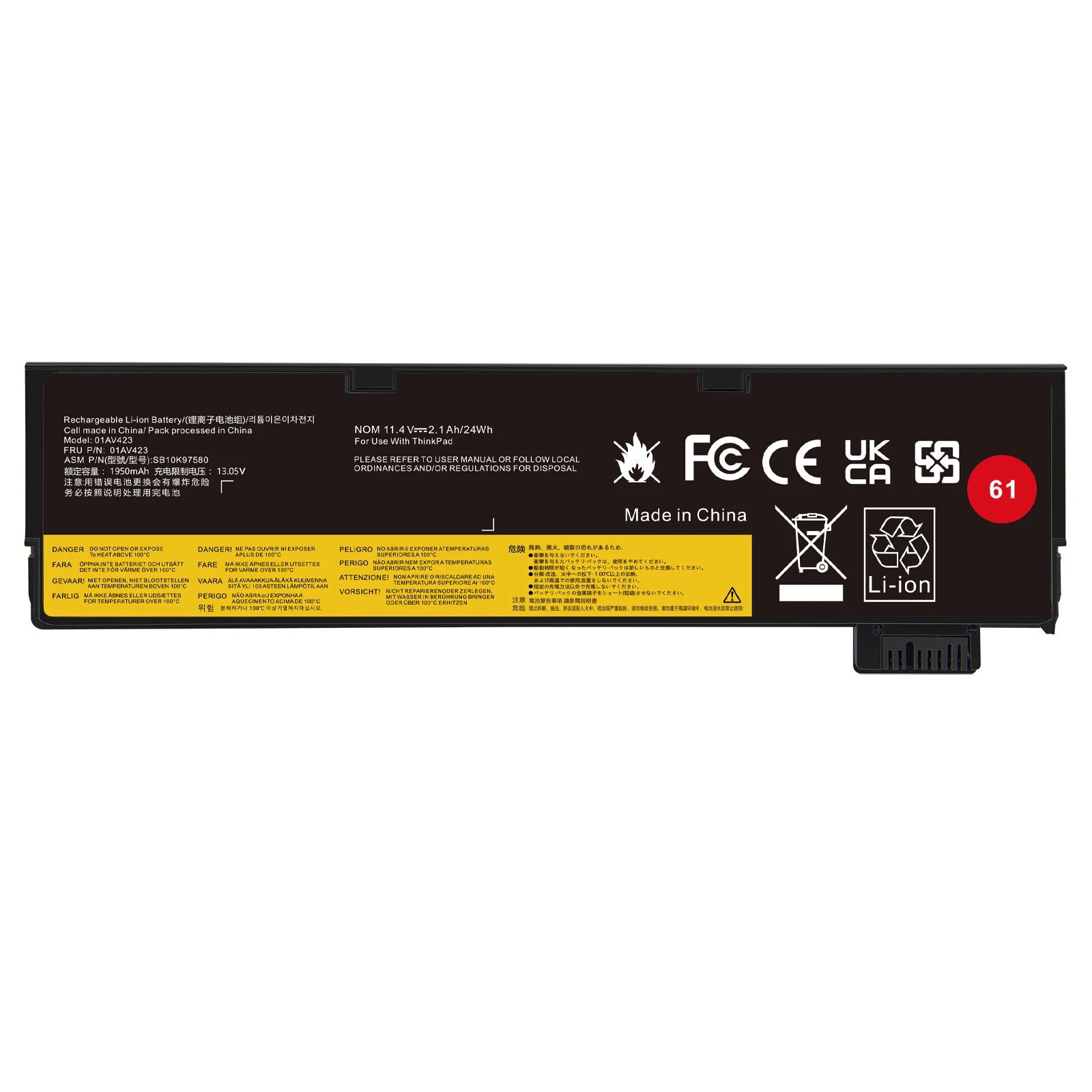 61 Battery For Lenovo Thinkpad T470 T480 T570 T580 P51s P52s 01AV427 01AV423 PC