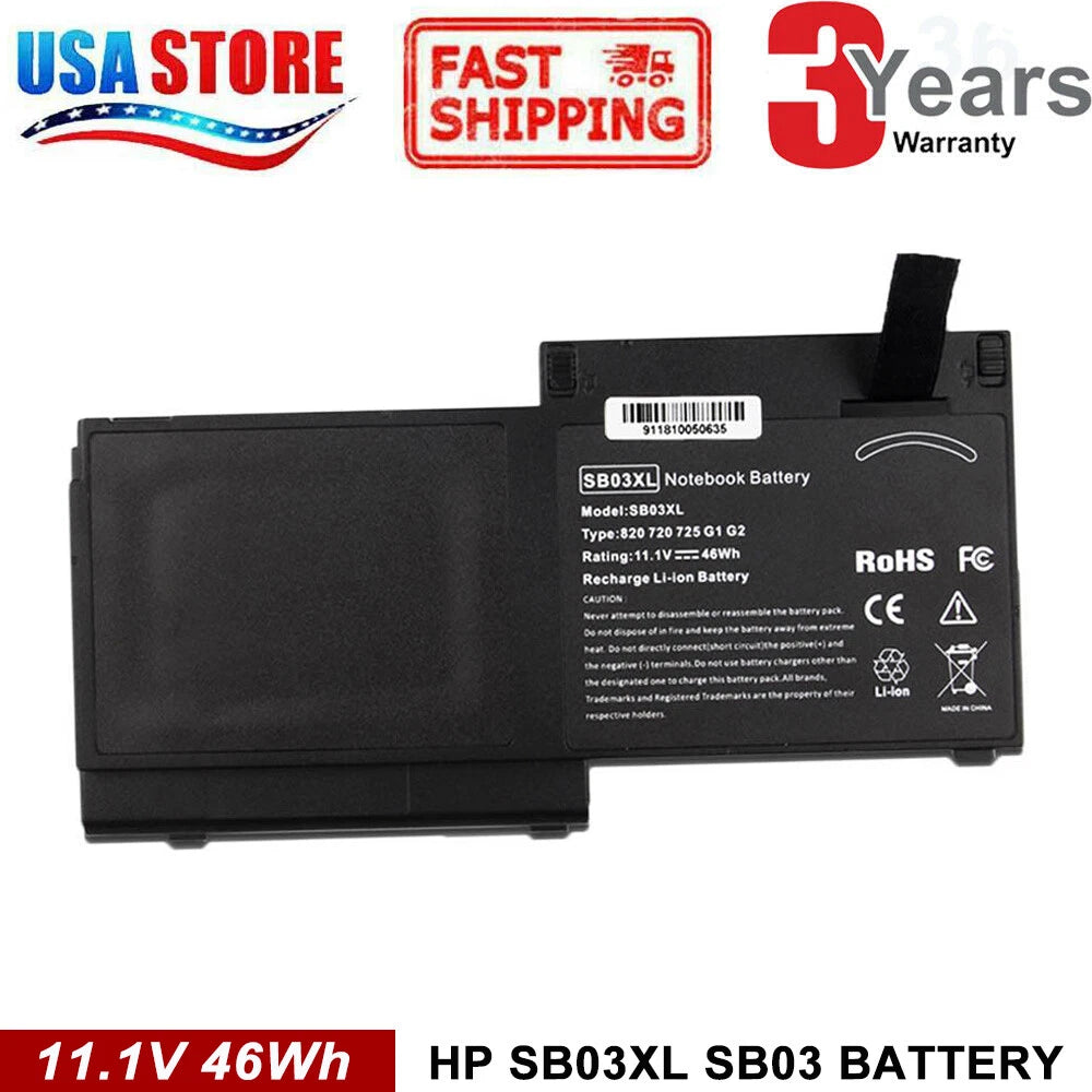 SB03XL SB03 Battery For HP Elitebook 720 725 820 825 G1 G2HSTNN-LB4T HSTNN-I13C
