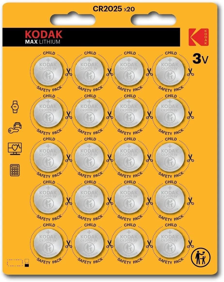 10 X Kodak CR2025 3V Max Lithium Batteries (0% Mercury, cadmium, lead) EXP7/31