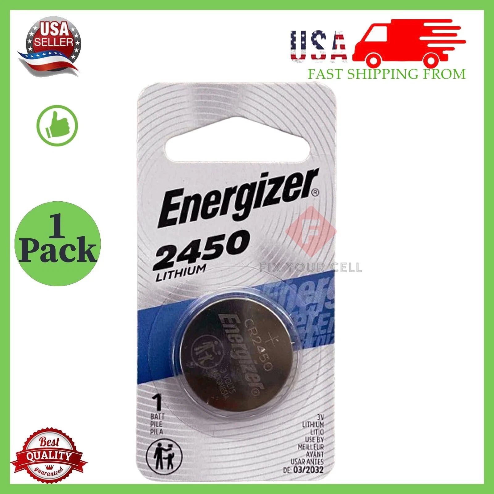 Super Fresh Energizer CR2450 ECR2450 CR2450 3V Lithium Coin Cell Button Battery