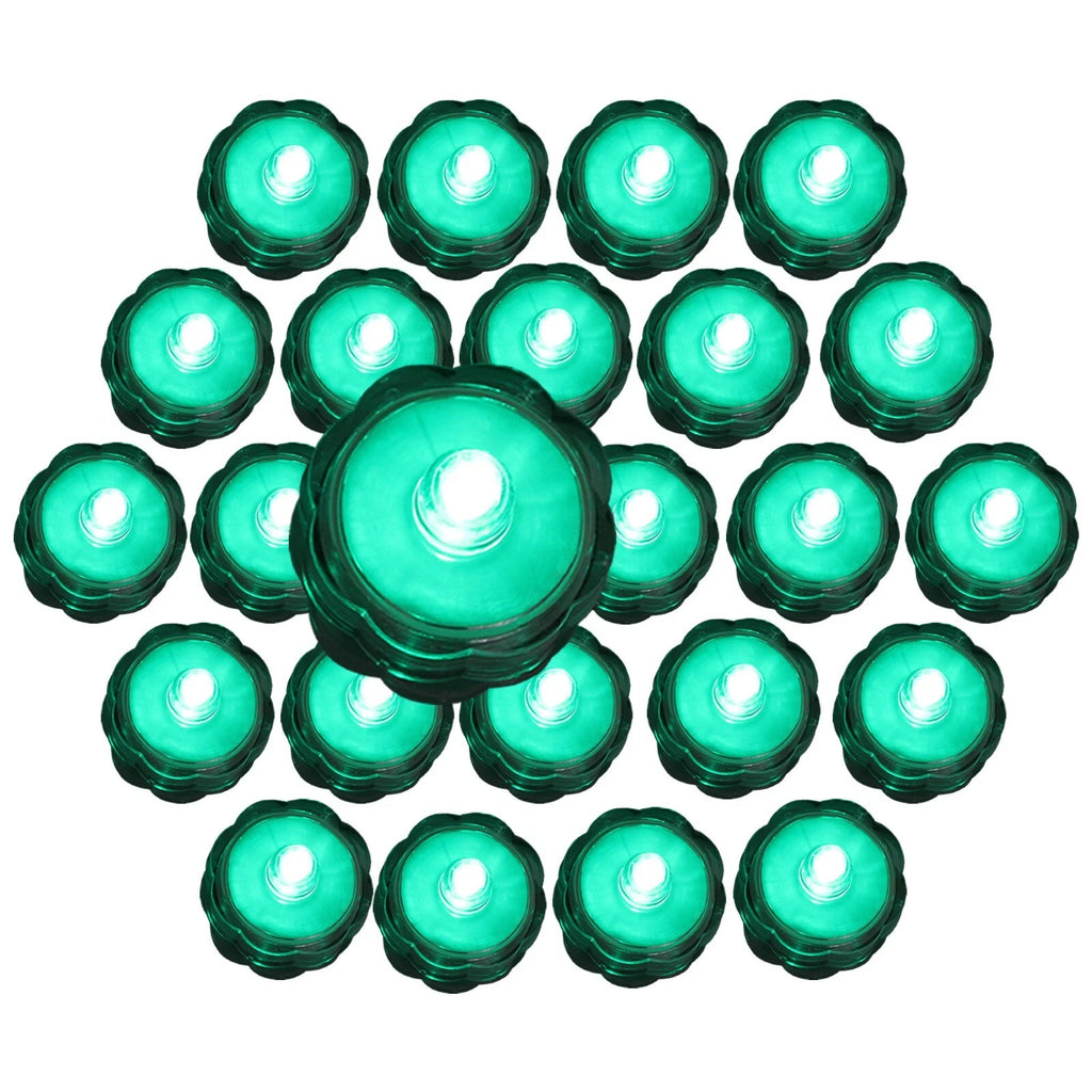 24 Pk Turquoise Submersible Waterproof Underwater Battery LED Tea Light Wedding