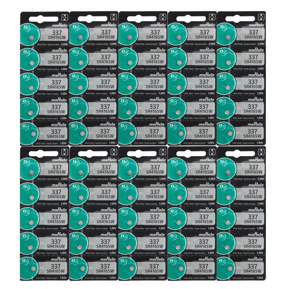 MURATA 337 SR416SW WATCH BATTERIES SR416 D337 Sealed Authorized Seller 50 Pack