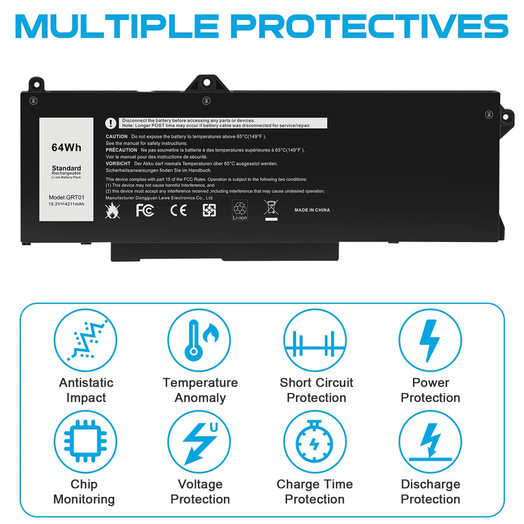 New GRT01 Battery for Dell Latitude 5421 5521 Precision 14 3470 Alienware m17 R5