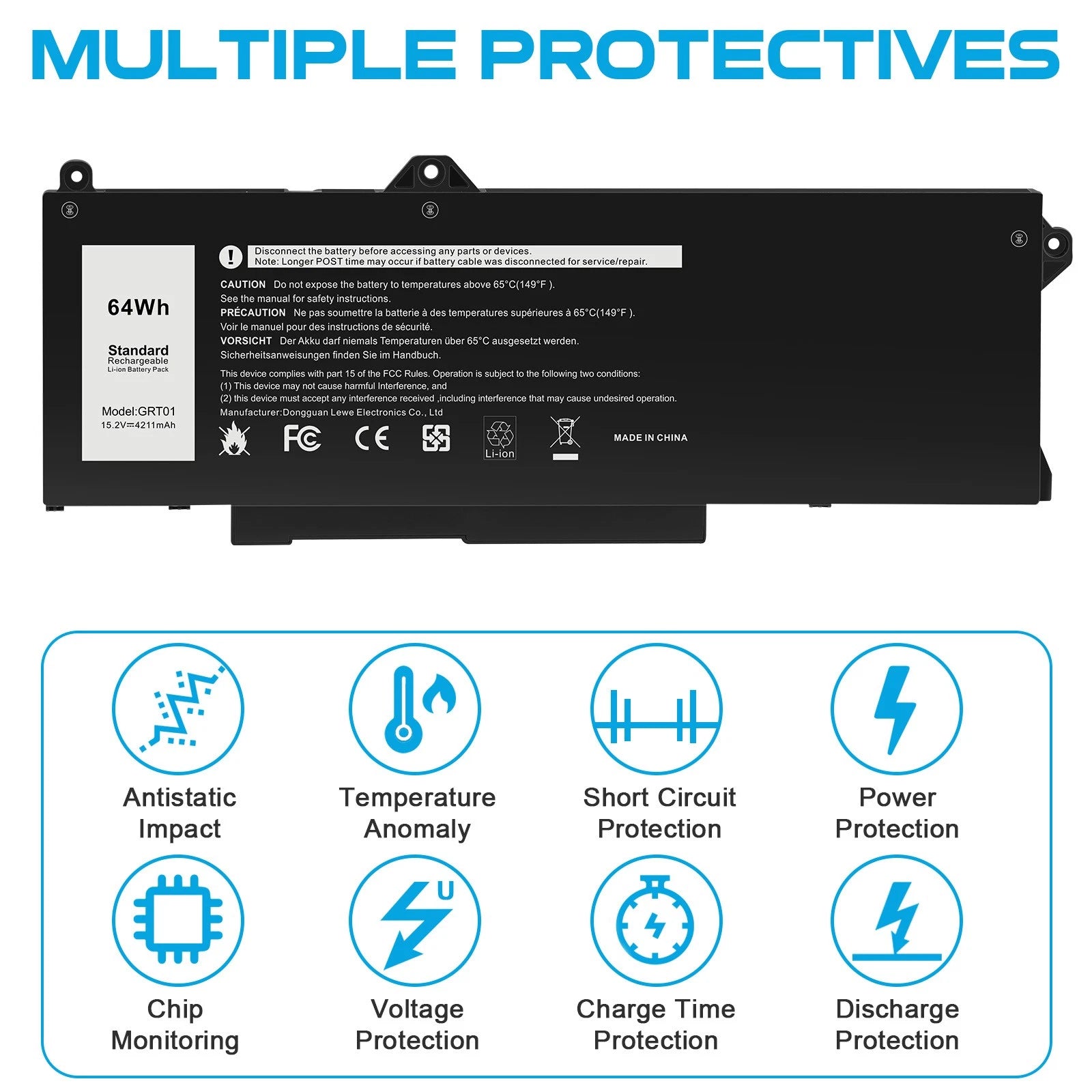 New GRT01 Battery for Dell Latitude 5421 5521 Precision 14 3470 Alienware m17 R5