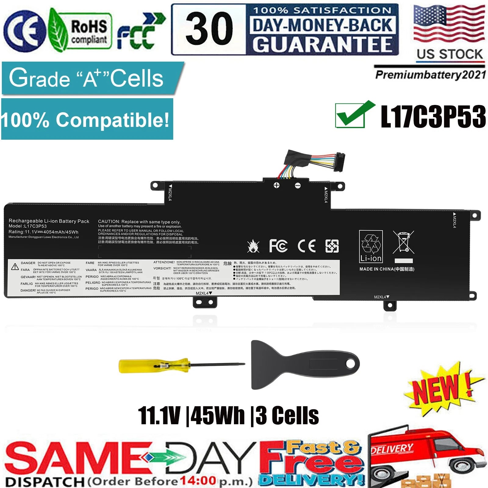L17C3P53 L17L3P53 01AV481 01AV482 Laptop Battery for Lenovo Thinkpad L380 L390
