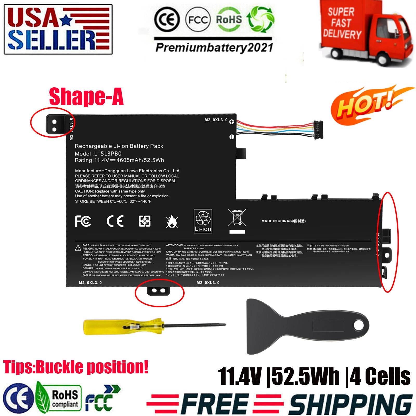 ?L15L3PB0 L15M3PB0 Battery For Lenovo ldeaPad 320S-14IKB Flex 5 1470 1570 Series