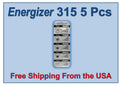 Energizer 315 (SR716SW) Silver Oxide Battery 1.55 Volt x 5