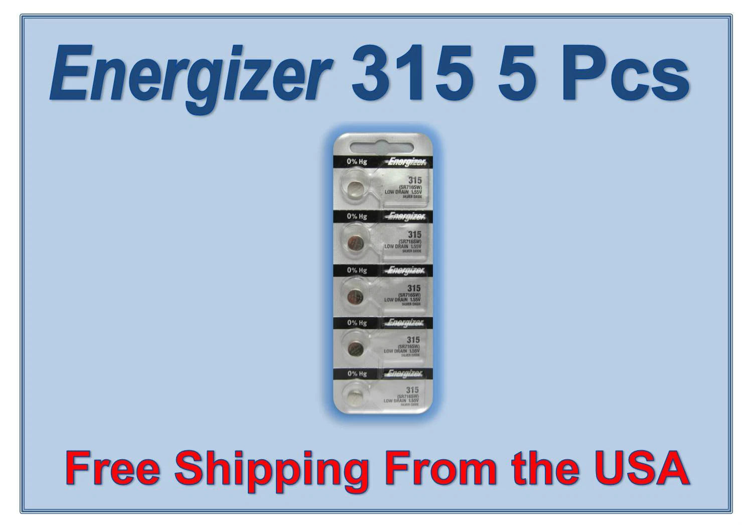Energizer 315 (SR716SW) Silver Oxide Battery 1.55 Volt x 5
