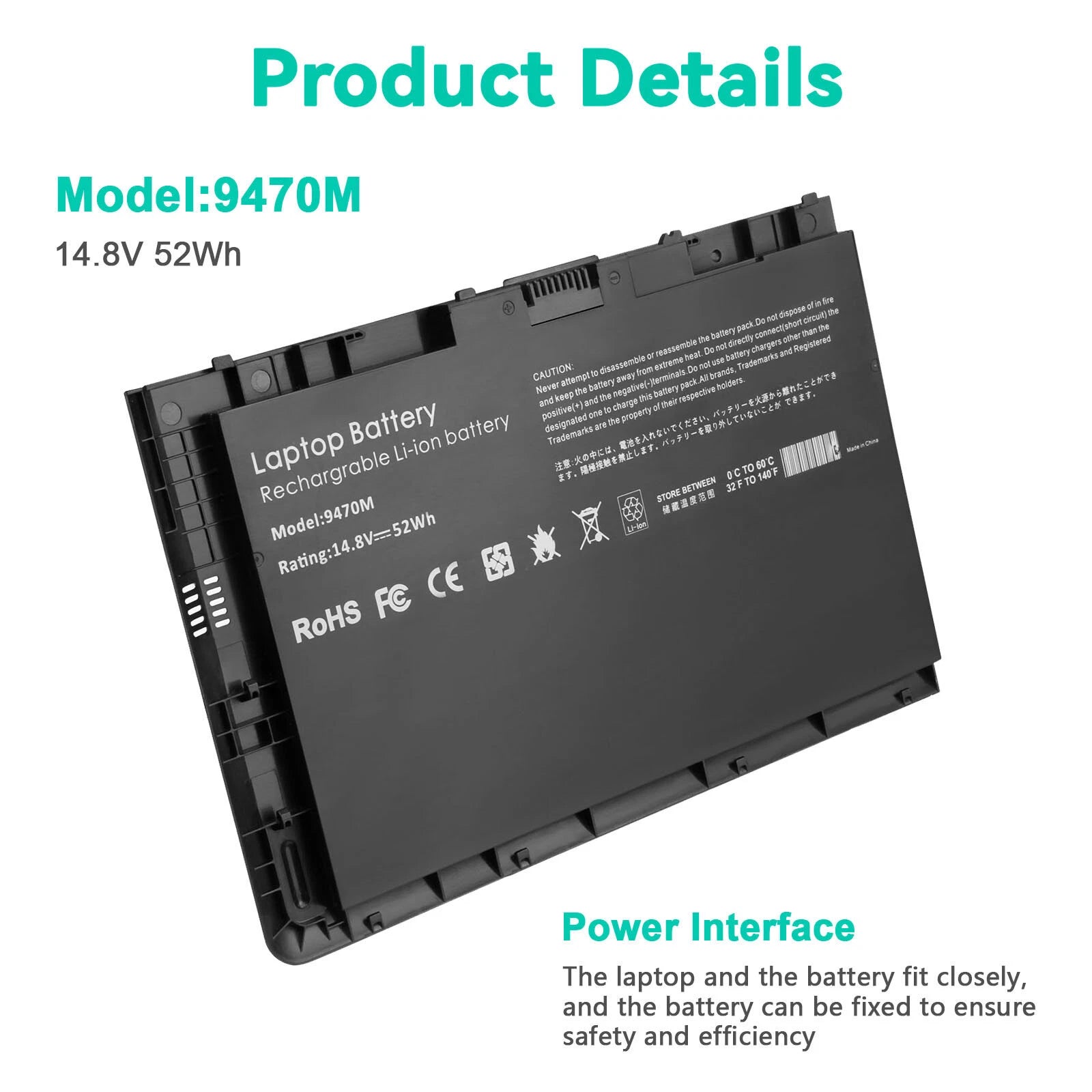 Battery BT04XL For HP EliteBook Folio 9470M 9480M HSTNN-DB3Z 682962-001 /Charger