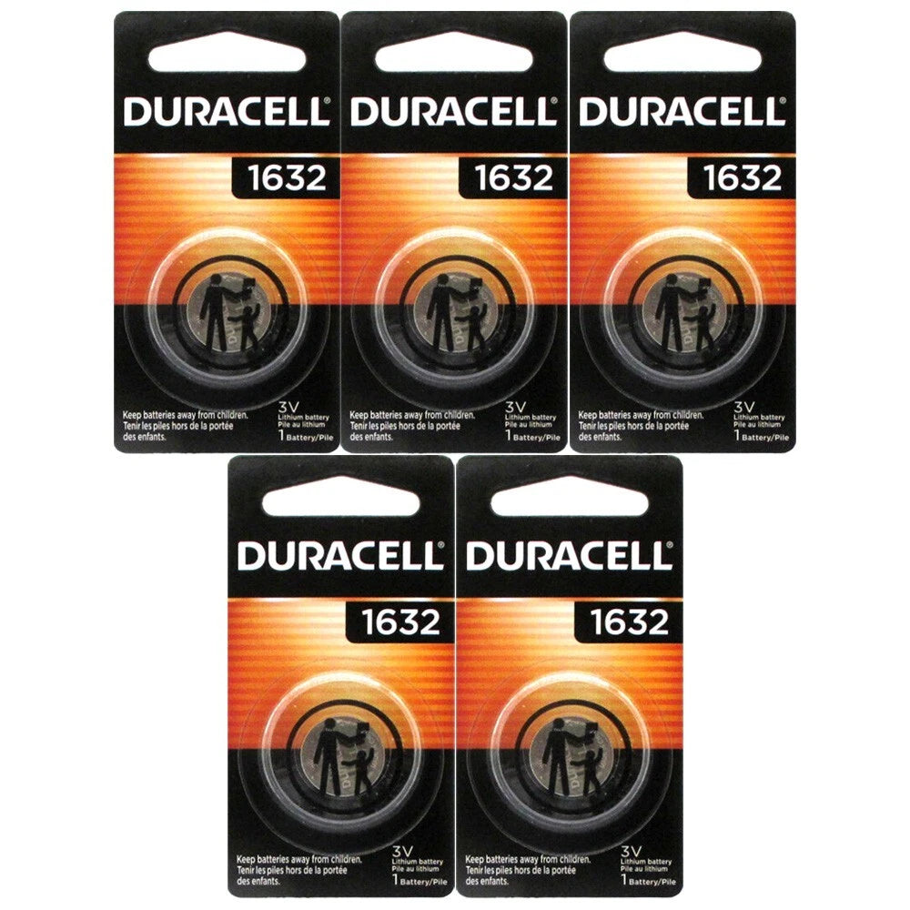Duracell CR1632 3 Volt Lithium Coin Battery (Pack of 5)