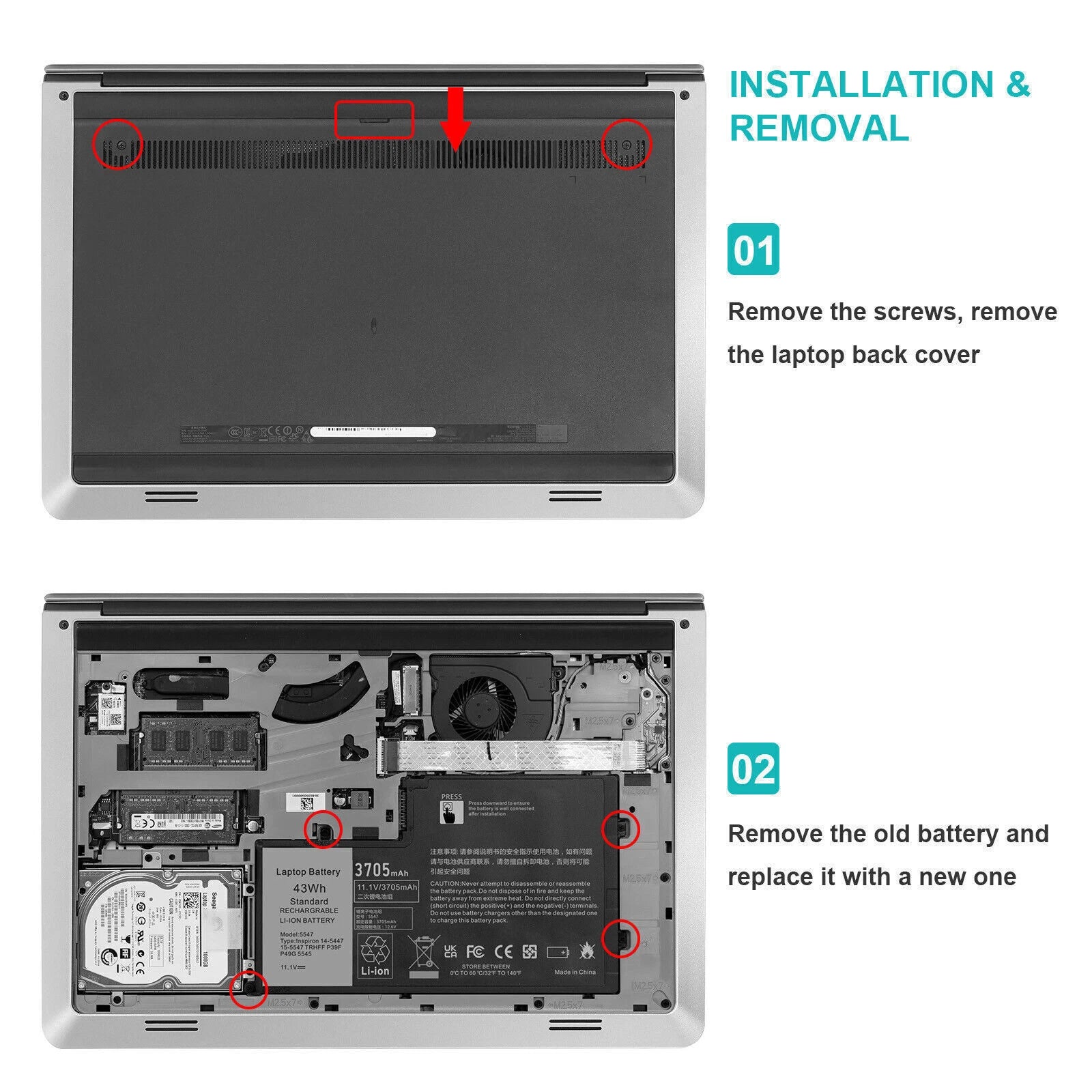 TRHFF BATTERY FOR DELL Inspiron 15-5547 5545 5548 N5447 Latitude 3450 3550