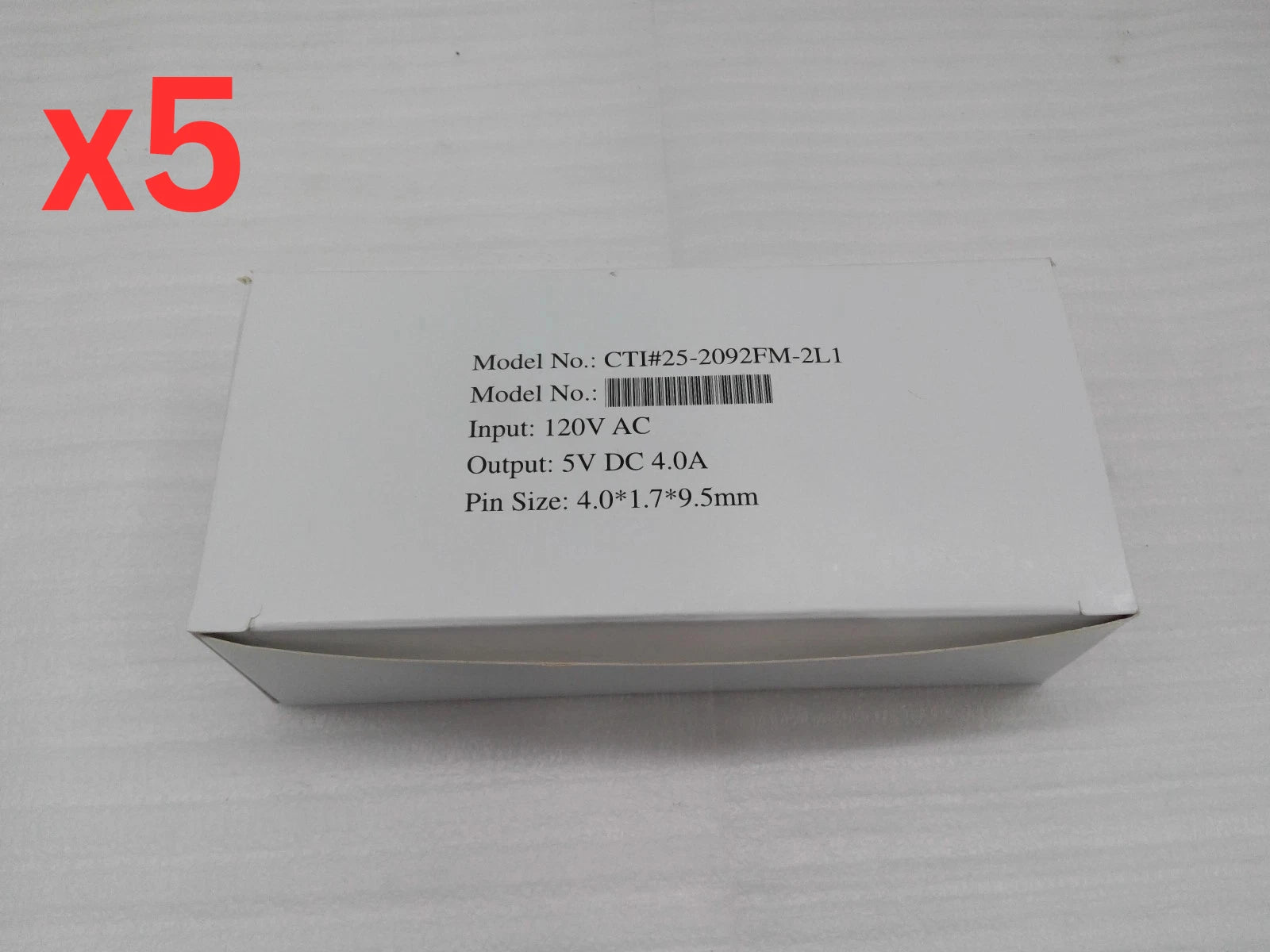 Lot of 5 AC Power Adapter SQUS25-050400 5V 4A CTI#25-2092FM-2L1 4.0*1.7*9.5mm