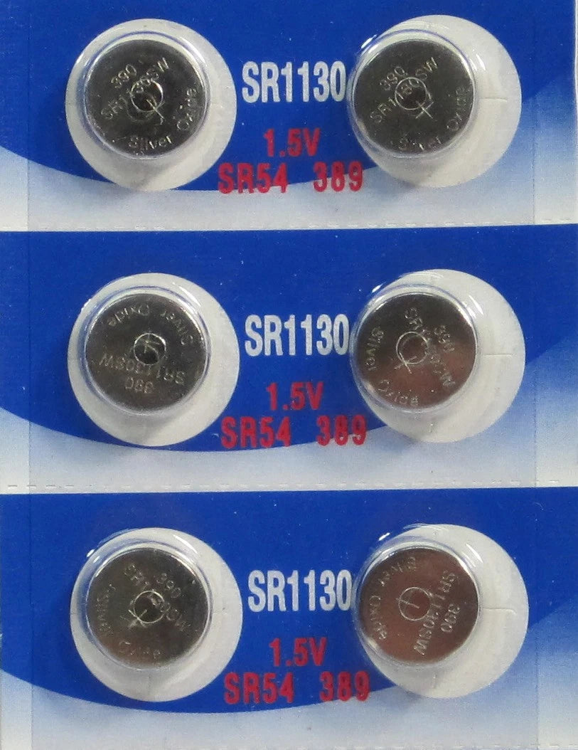 6 Pcs 390 / 389 Watch Batteries SR1130SW Cell